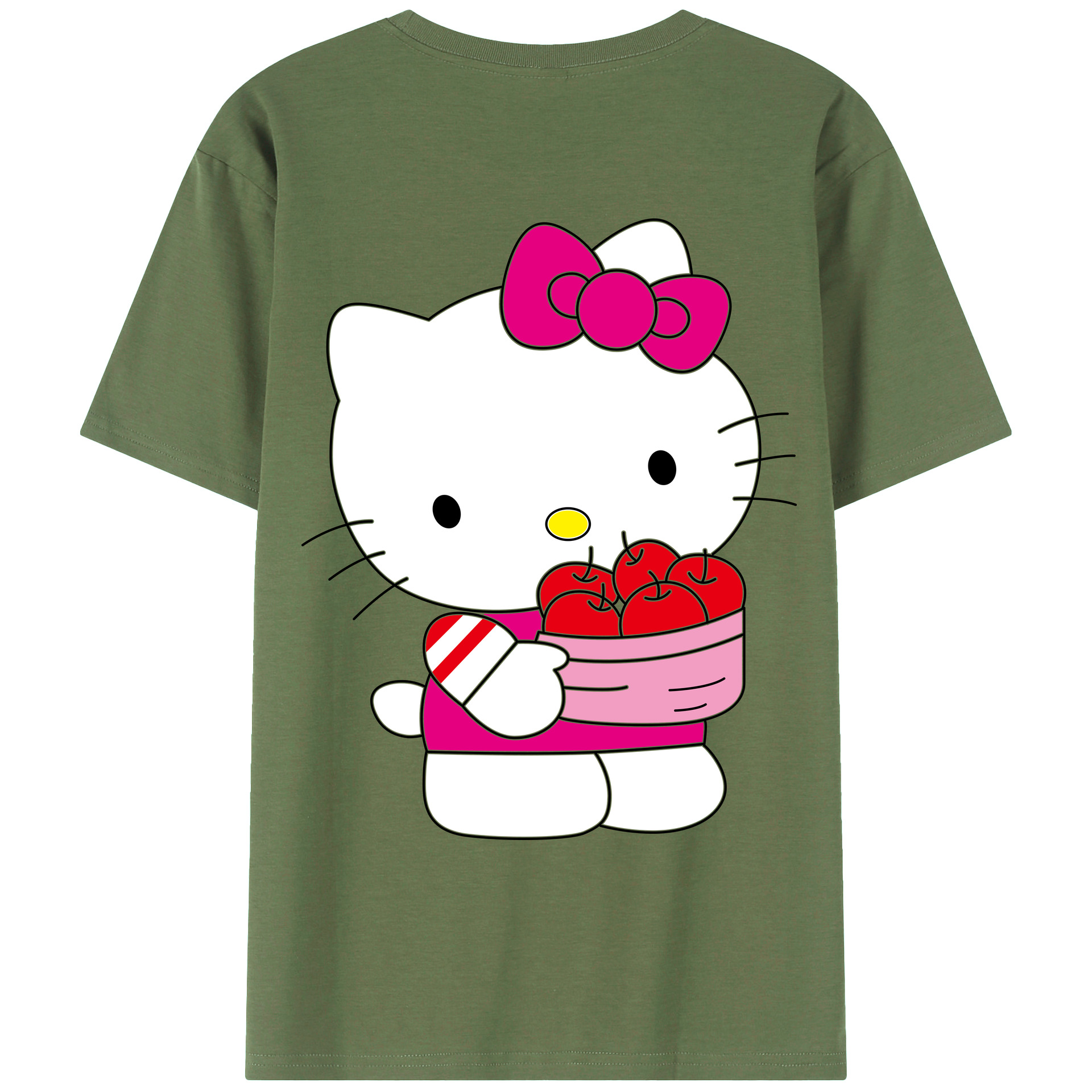 （画像用） Hello Kitty ハローキティ 綿100％ メンズ半袖Tシャツ（バックプリント） 通気性